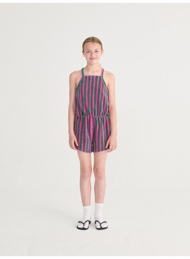 Bobo Choses - Striped terry cloth playsuit - Purple