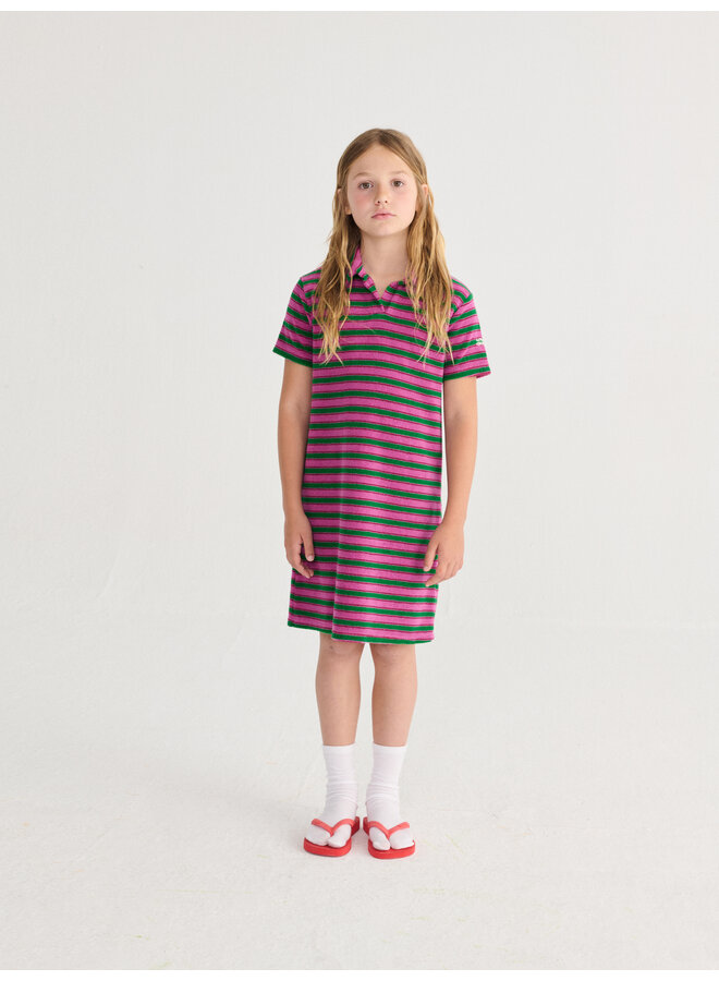 Bobo Choses - Striped terry cloth polo dress - Purple