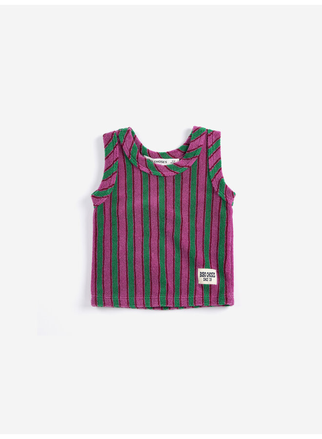 Striped terry cloth tank top - Multicolor
