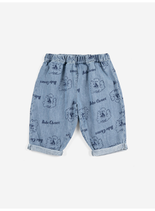 Pickles the dog all over denim pants - Prussian blue