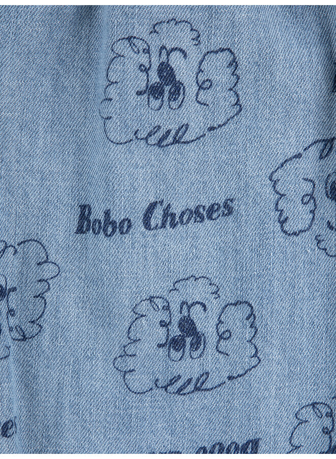 Bobo Choses - Pickles the dog all over denim pants - Prussian blue