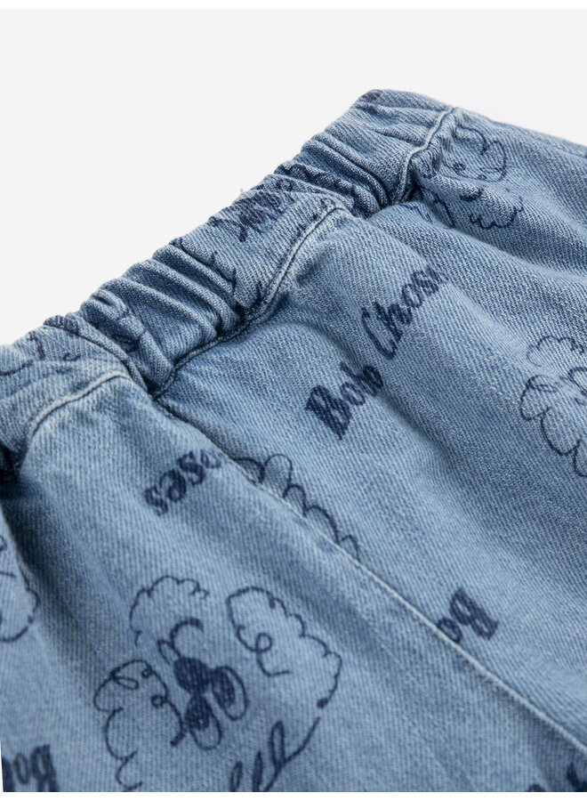Bobo Choses - Pickles the dog all over denim pants - Prussian blue