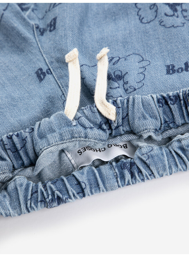 Bobo Choses - Pickles the dog all over denim pants - Prussian blue