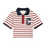 Charlie Petite - Pam cropped polo t-shirt - Stripes bordeaux/navy/ecru