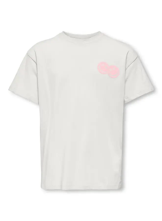 Kids Only - Ros life loose print top – Cloud dancer/Smiley raspberry