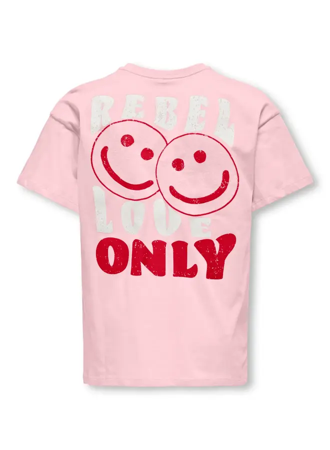 Kids Only - Ros life loose print top – Barely pink/Smiley barbados cherry