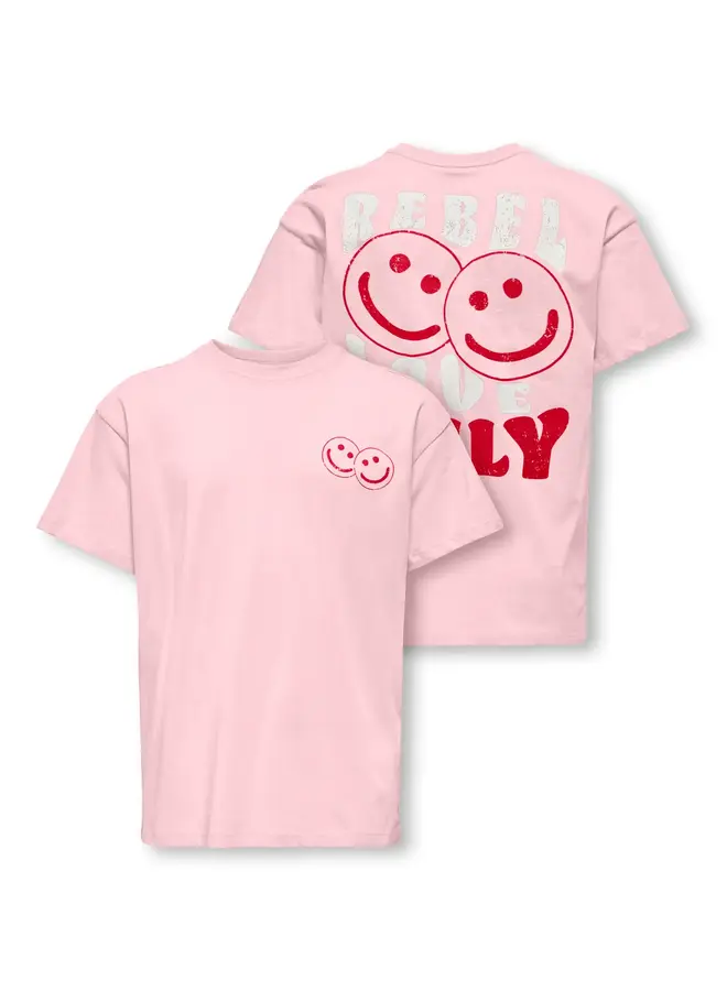 Kids Only - Ros life loose print top – Barely pink/Smiley barbados cherry