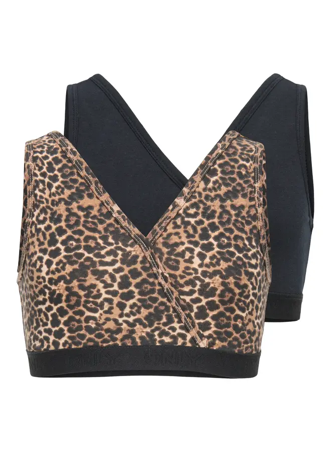 Lola 2-pack reversible logo top – Black/Leo