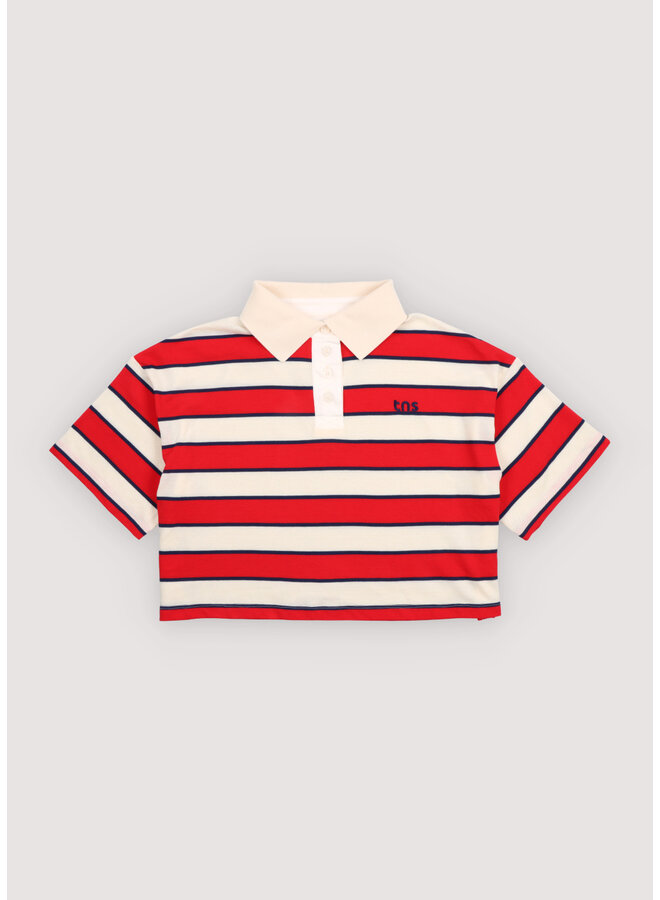 Acacia polo - Tulip red & Minight stripes