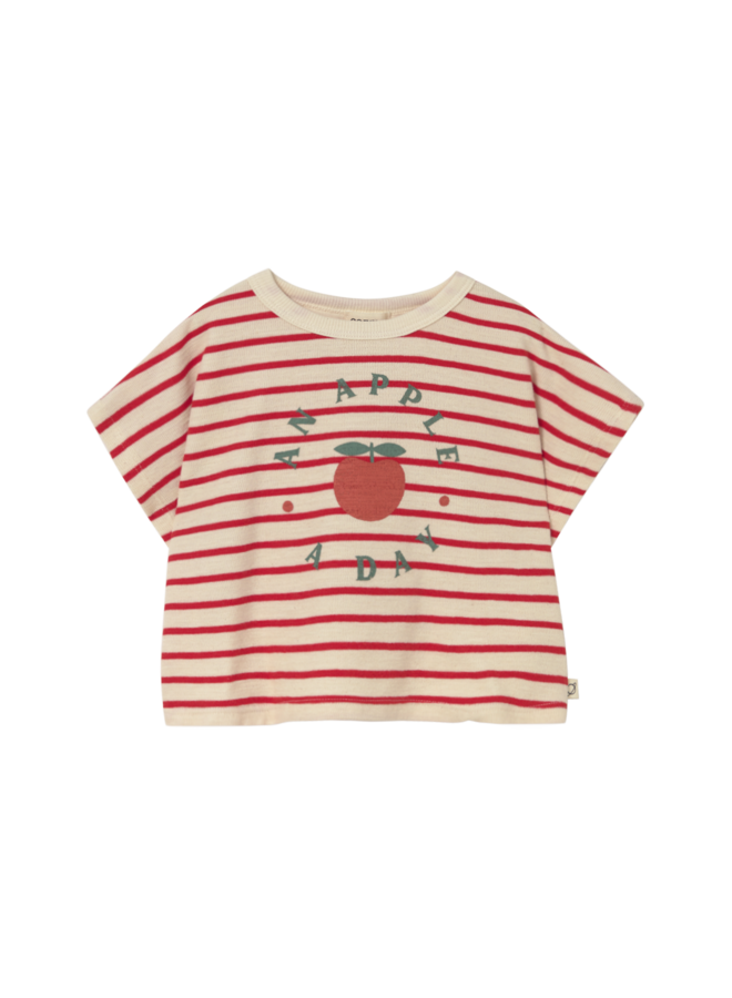 Cozmo - Selvak striped print t-shirt - Tomato