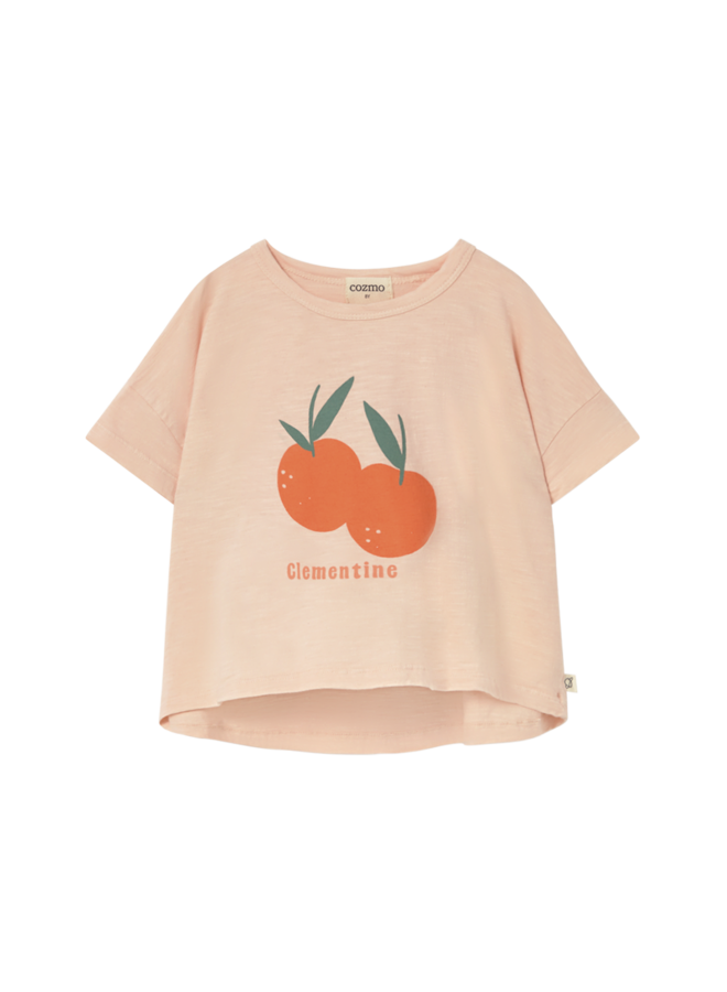 Syra print t-shirt clementine - Cloud pink