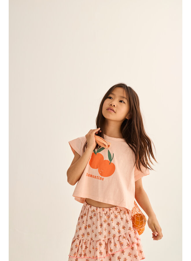 Cozmo - Syra print t-shirt clementine - Cloud pink