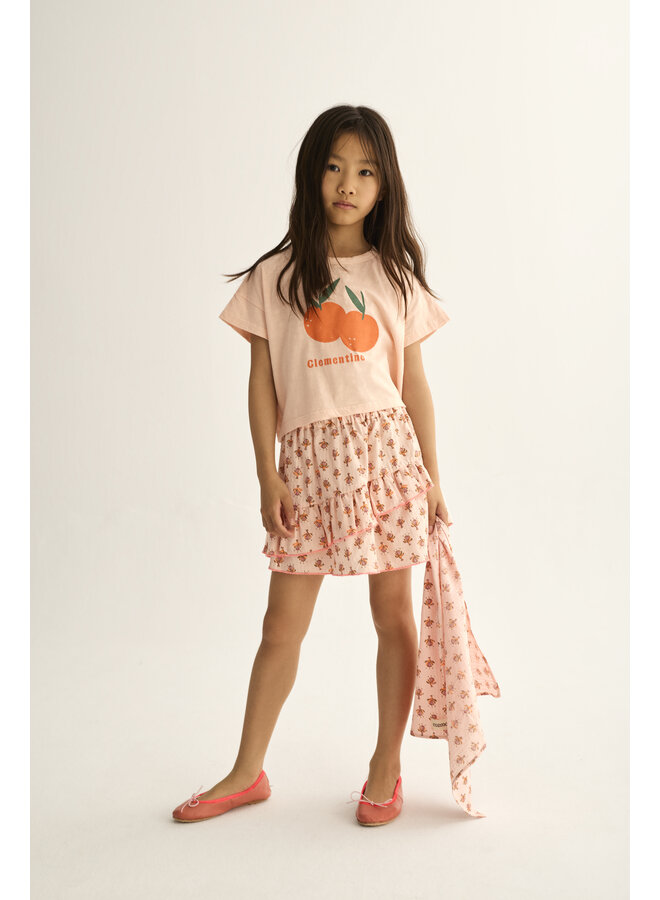 Cozmo - Syra print t-shirt clementine - Cloud pink