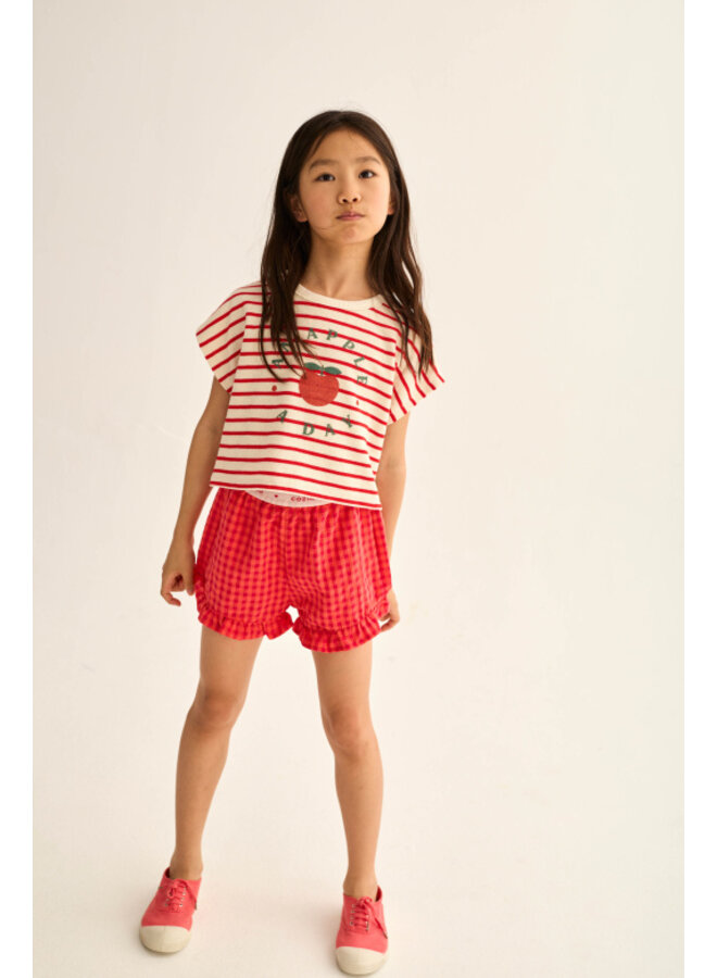 Cozmo - Selvak striped print t-shirt - Tomato