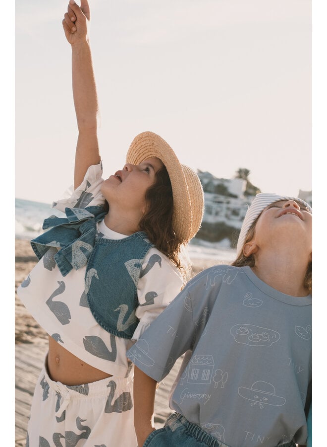 Tiny Cottons - Big swans knitted crop tee