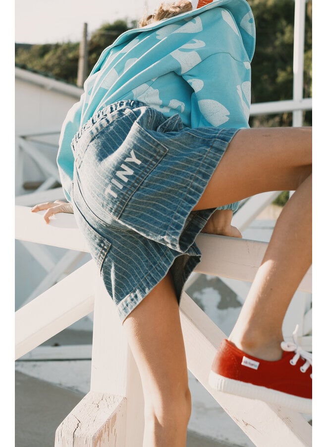 Stripes denim shorts