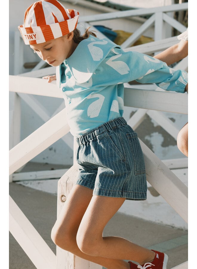 Tiny Cottons - Stripes denim shorts