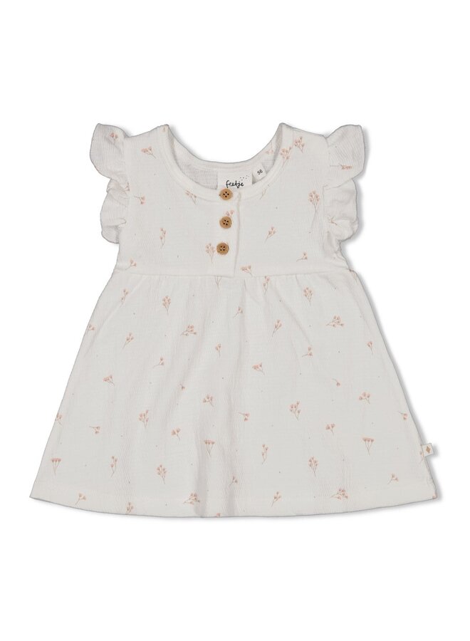 Jurk crinkle AOP - Delicate Flower - Offwhite