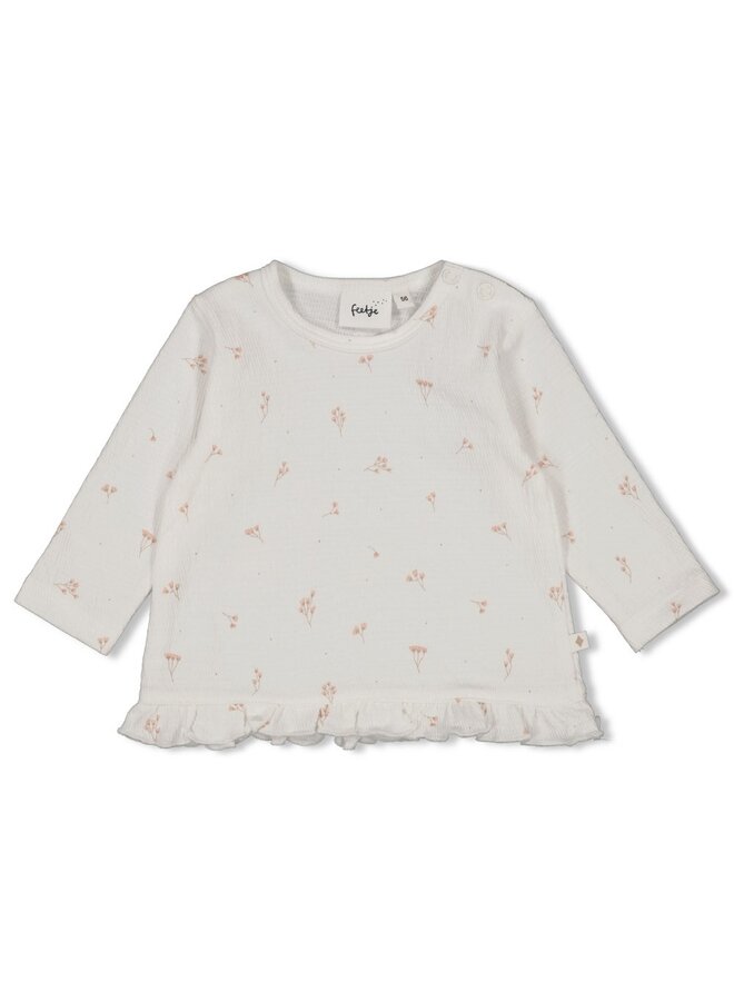 Feetje - Longsleeve ruches crinkle AOP - Delicate Flower - Offwhite