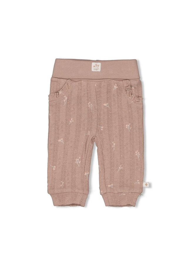 Broek pointelle rib AOP - Delicate Flower - Taupe