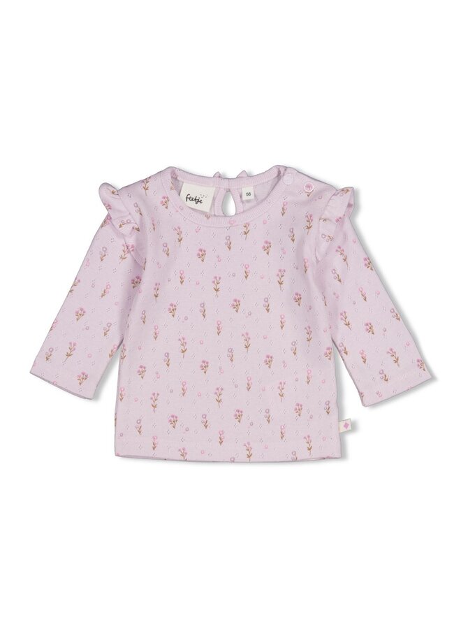 Feetje - Longsleeve pointelle rib AOP - Flower Ranch - Lila