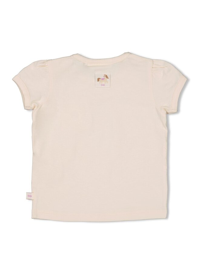 Feetje - T-shirt met crochet zakje - Flower Ranch - Offwhite