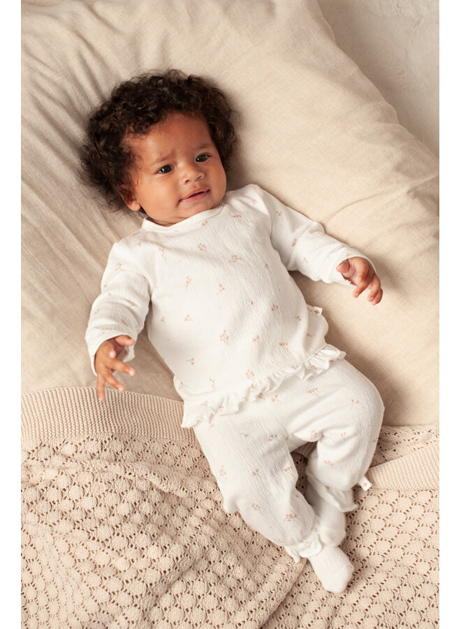 Feetje - Longsleeve ruches crinkle AOP - Delicate Flower - Offwhite