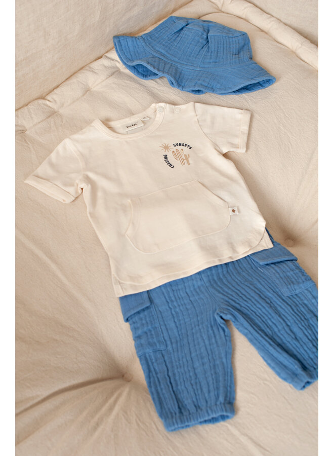 Feetje - Zonnehoed mousseline - Sssiesta - Blauw