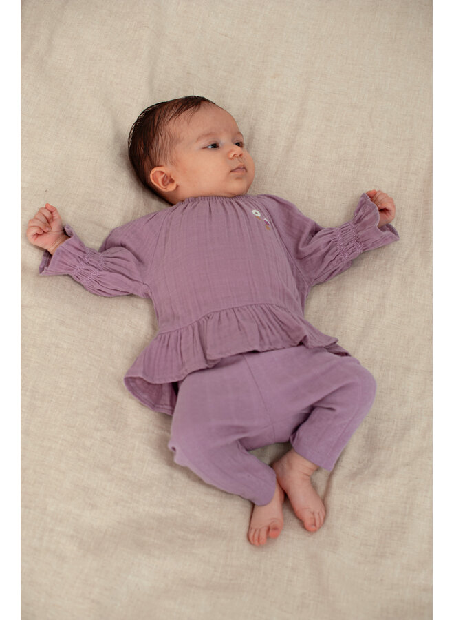 Feetje - Longsleeve ruches mousseline - Flower Ranch - Violet