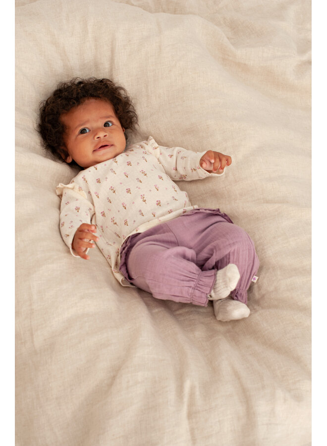 Feetje - Longsleeve pointelle rib AOP - Flower Ranch - Offwhite