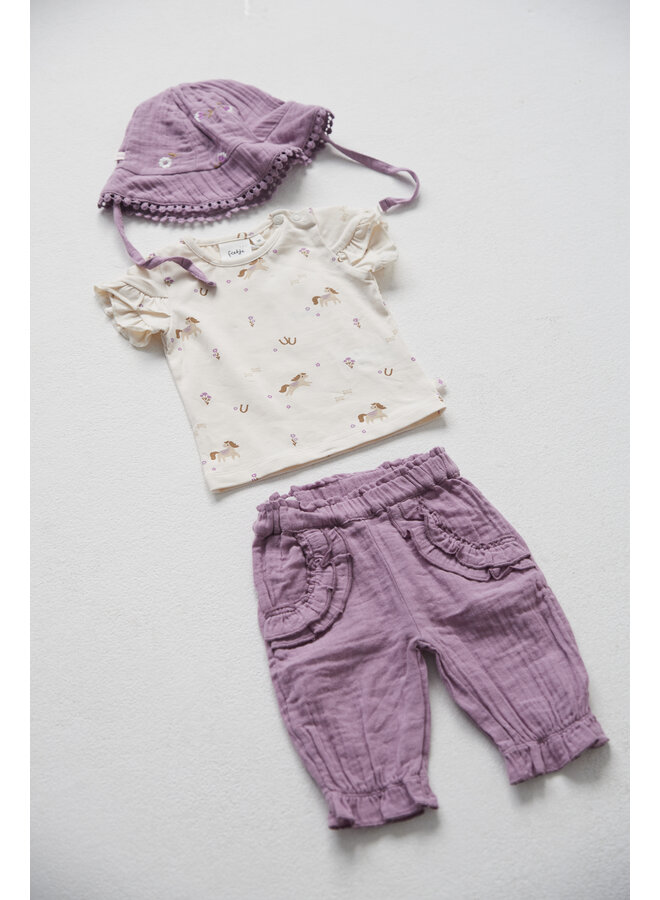 Feetje - Zonnehoed mousseline AOP embroidery - Flower Ranch - Violet