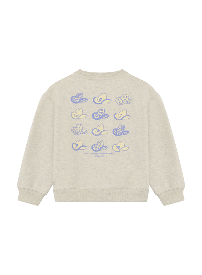 Daily7 - Sweater backprint - Creme grey melange