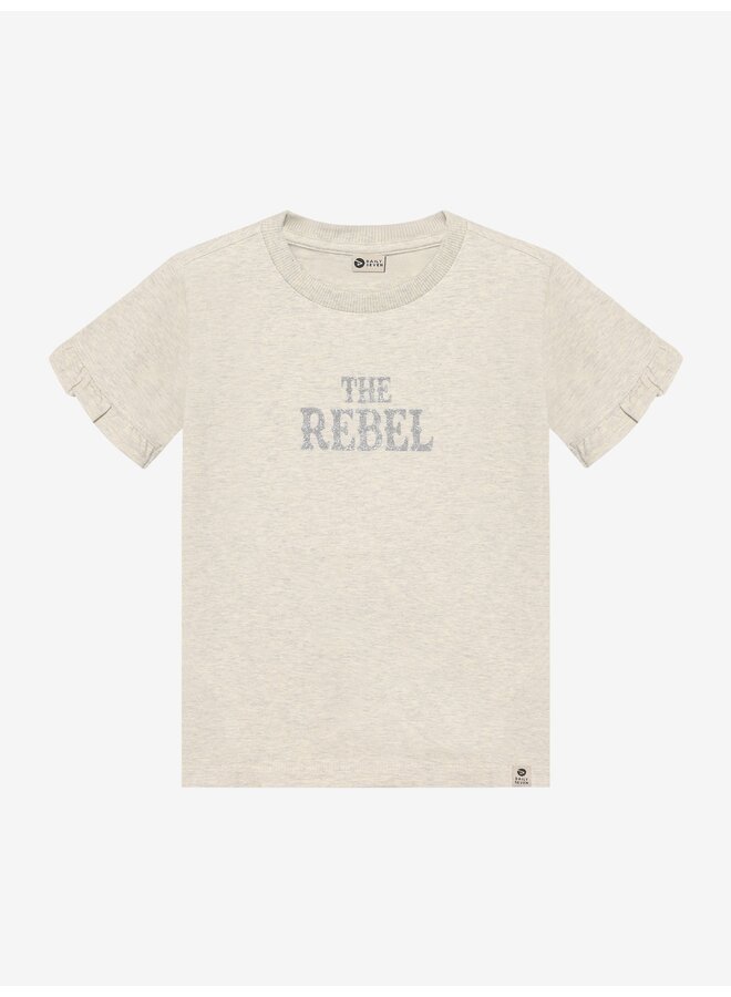 T-shirt rebel print - Creme grey melange