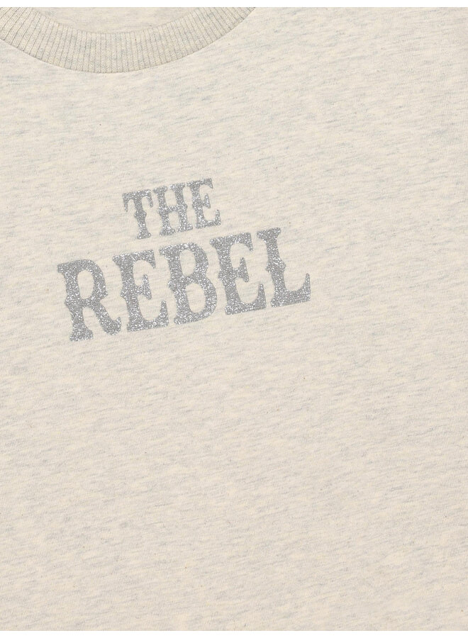Daily7 - T-shirt rebel print - Creme grey melange