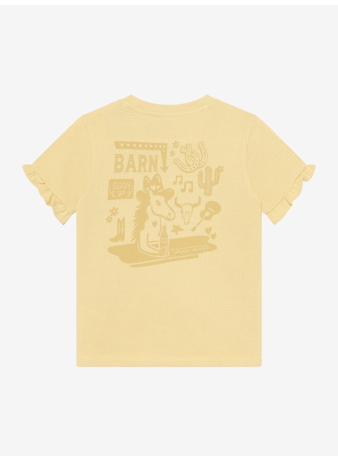 Daily7 - T-shirt ruffle backprint - Reed yellow