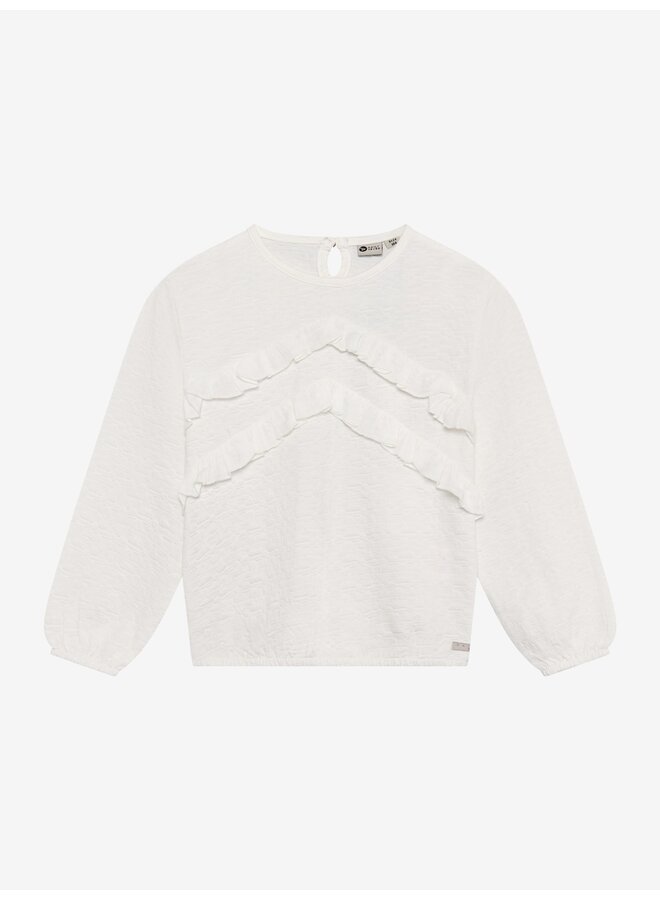 T-shirt longsleeve ruffle - Egret