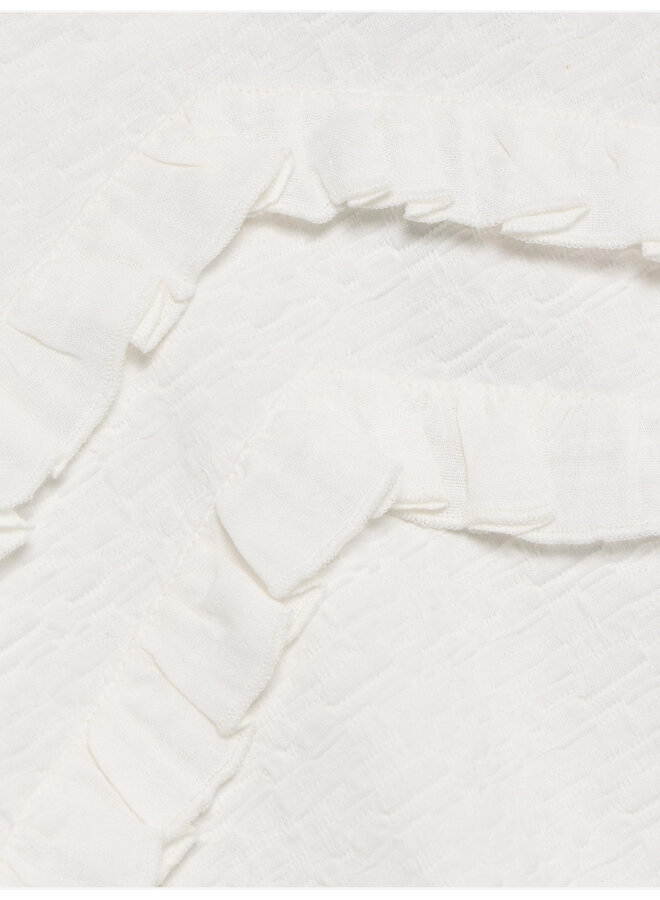 Daily7 - T-shirt longsleeve ruffle - Egret