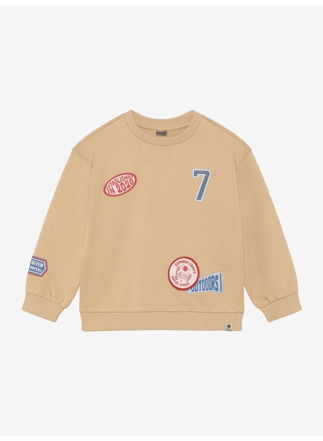 Oversized sweater badges - Latte sand