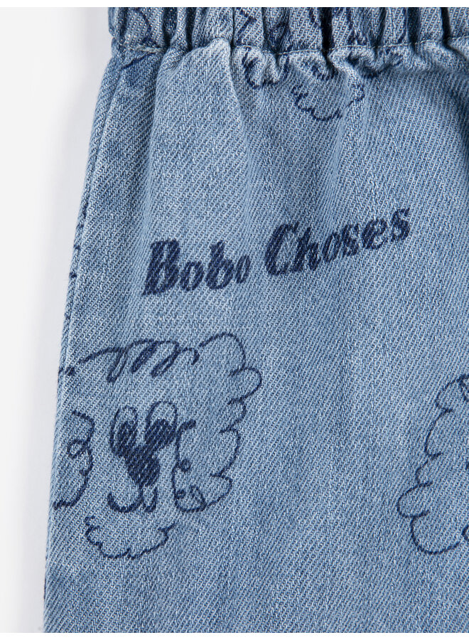 Bobo Choses - Pickles the dog all over denim short - Prussian blue