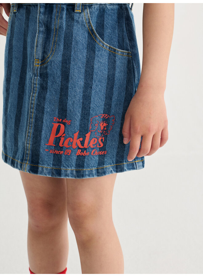 Bobo Choses - Pickles the dog striped denim skirt - Navy blue
