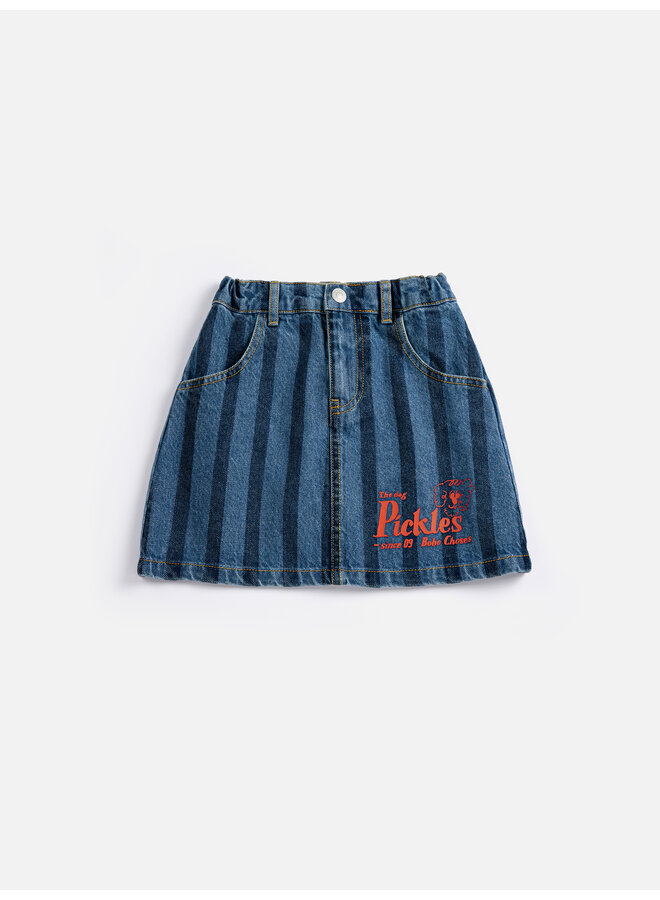 Pickles the dog striped denim skirt - Navy blue