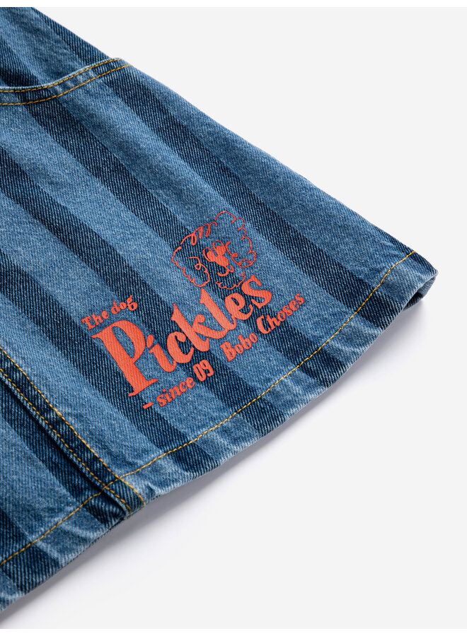 Bobo Choses - Pickles the dog striped denim skirt - Navy blue
