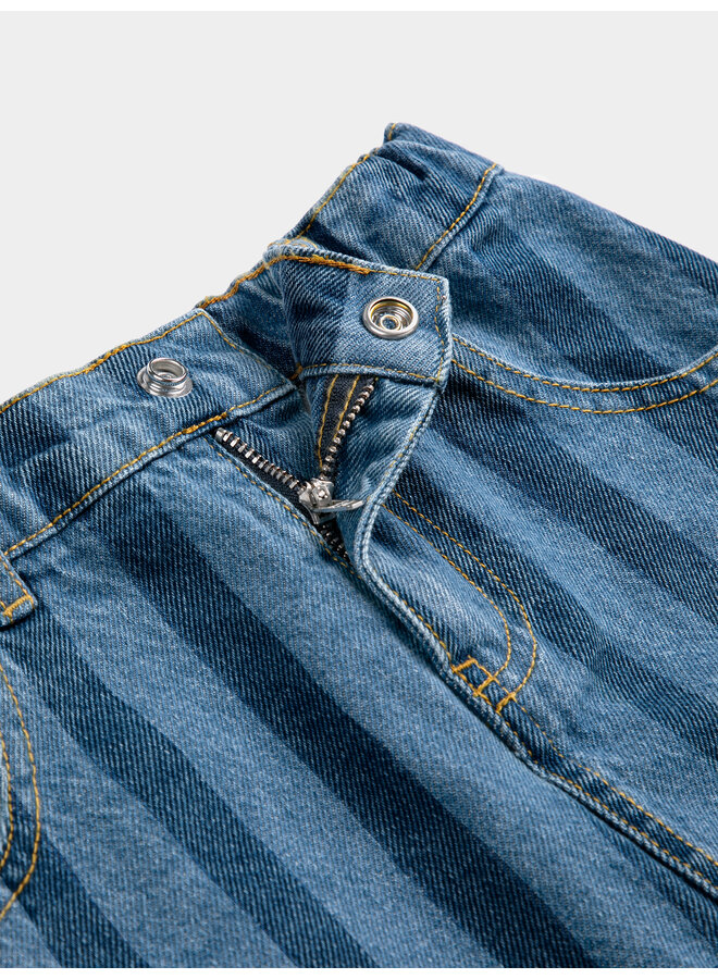 Bobo Choses - Pickles the dog striped denim skirt - Navy blue