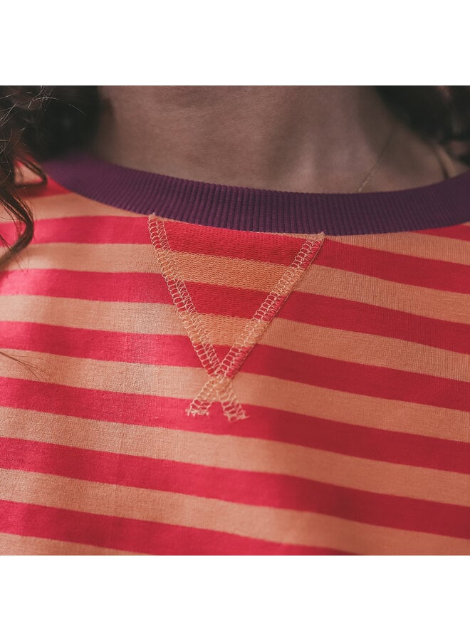 Your Wishes - Stripe French knit sweater mom - Beetroot purple