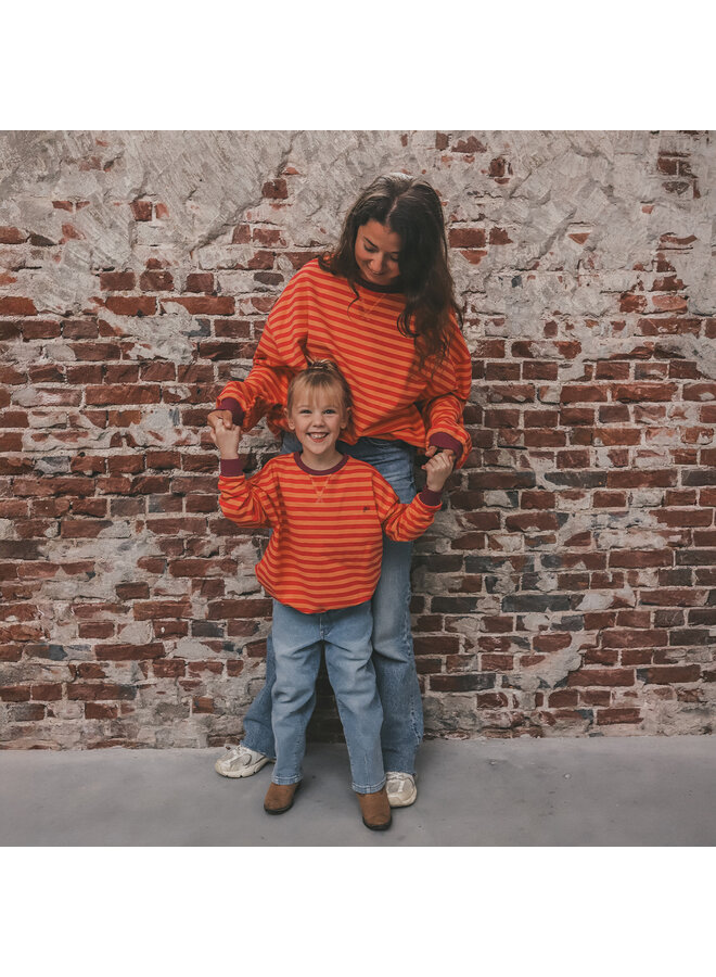 Your Wishes - Stripe French knit sweater mom - Beetroot purple