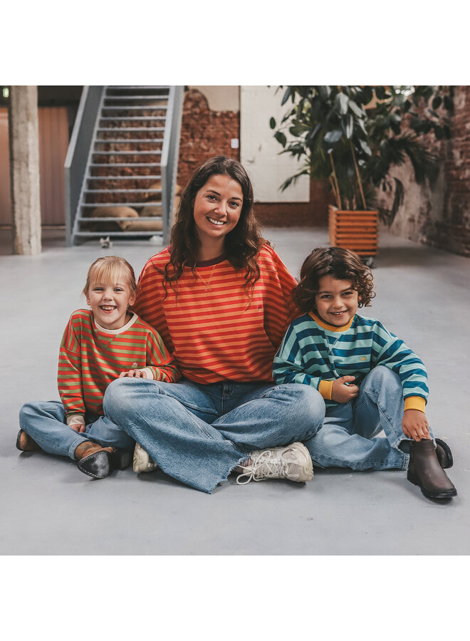 Your Wishes - Stripe French knit sweater mom - Beetroot purple