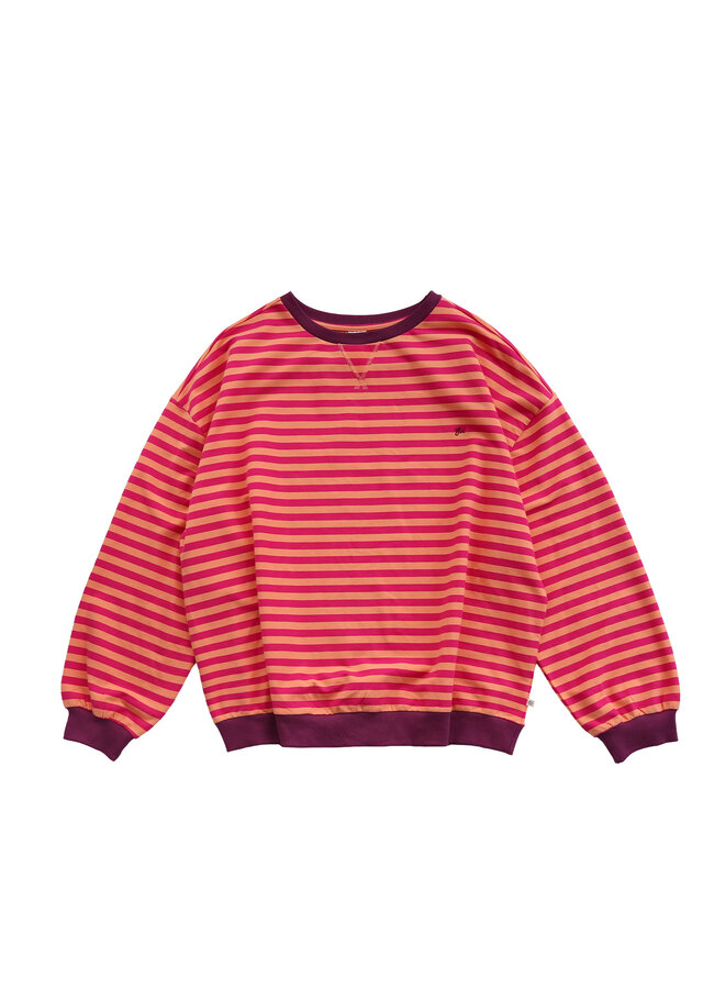 Stripe French knit sweater mom - Beetroot purple