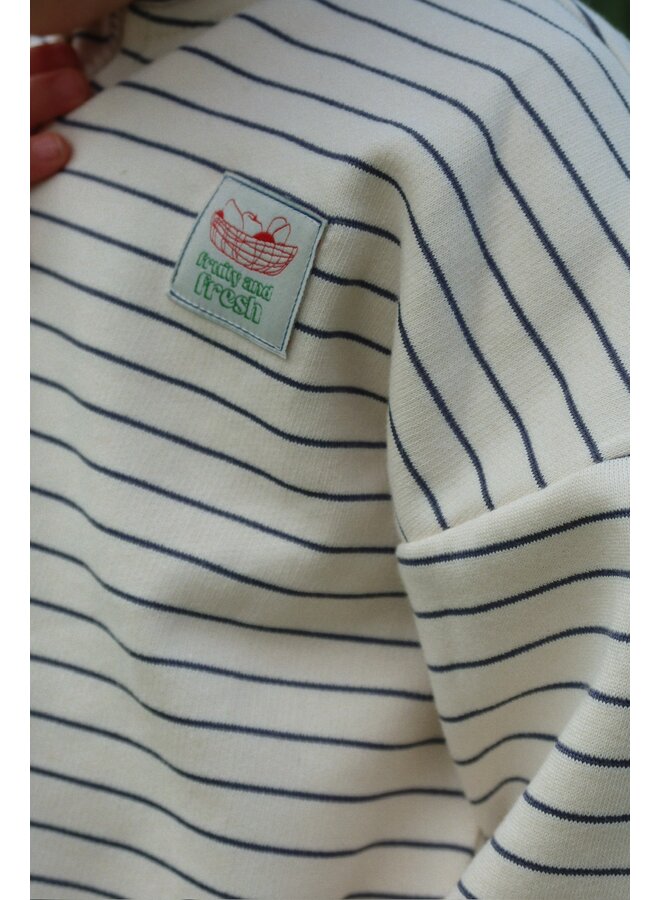 Konges Sløjd - Lou stripe half sweat zip sweat - Flintstone stripe