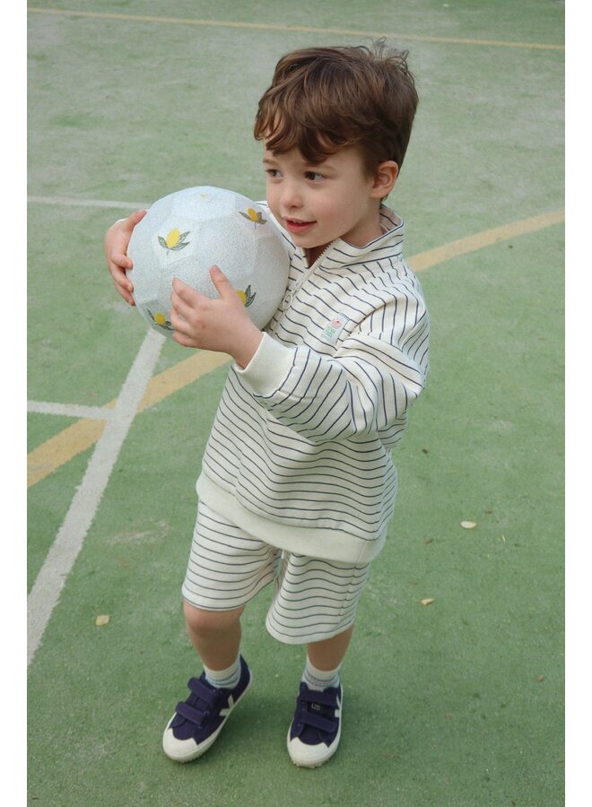 Konges Sløjd - Lou stripe half sweat zip sweat - Flintstone stripe