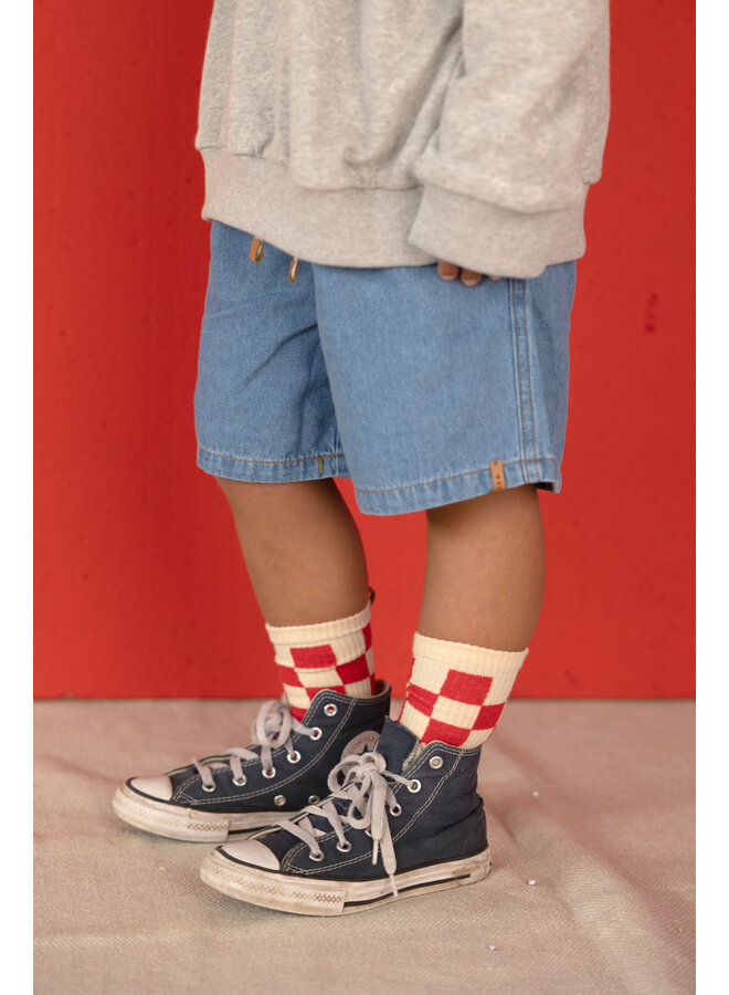 Nixnut - Checkered socks - Tomato